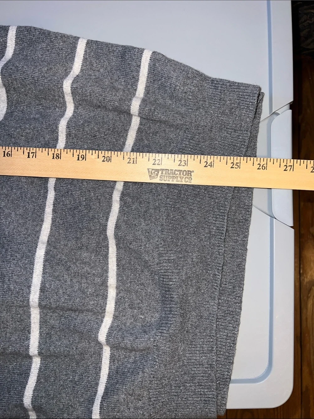 J. Crew Gray and White Striped Crewneck Cashmere Blend Sweater L